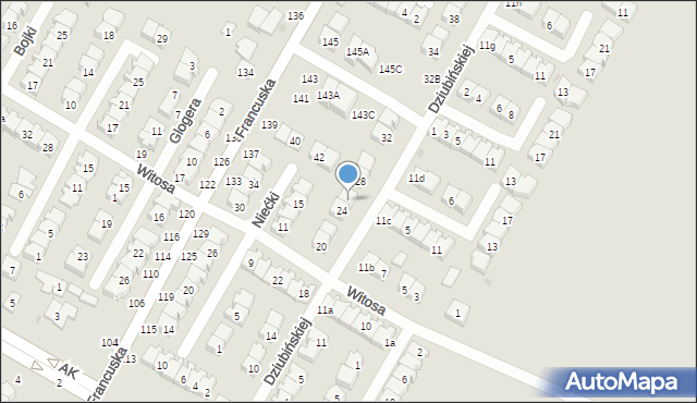 Biała Podlaska, Dziubińskiej Jadwigi, 26, mapa Białej Podlaskiej