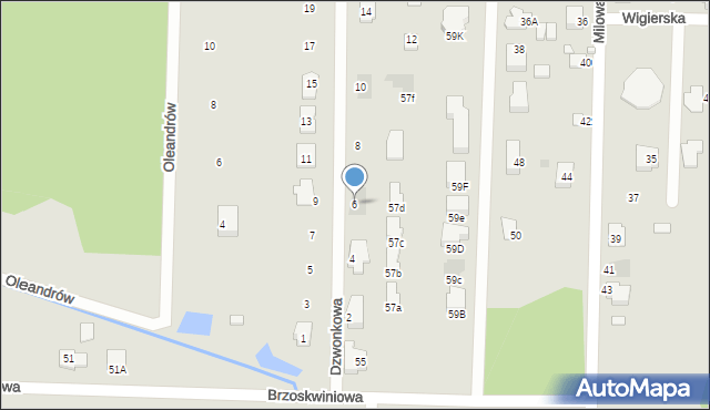 Białystok, Dzwonkowa, 6, mapa Białegostoku