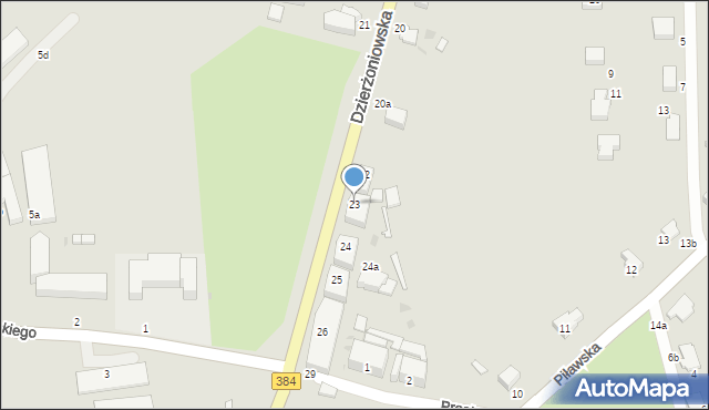 Bielawa, Dzierżoniowska, 23, mapa Bielawa