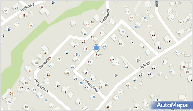 Bielsko-Biała, Dzięciołów, 13a, mapa Bielsko-Białej