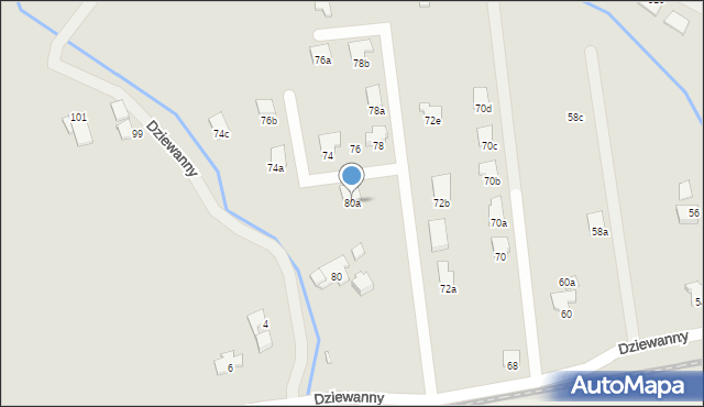 Bielsko-Biała, Dziewanny, 80a, mapa Bielsko-Białej