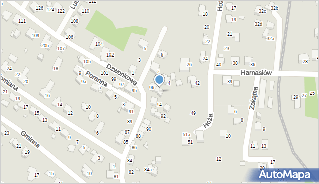 Bielsko-Biała, Dzwonkowa, 96a, mapa Bielsko-Białej