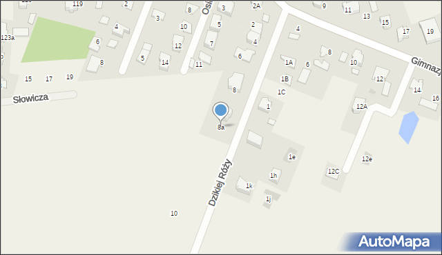 Bieniewice, Dzikiej Róży, 8a, mapa Bieniewice