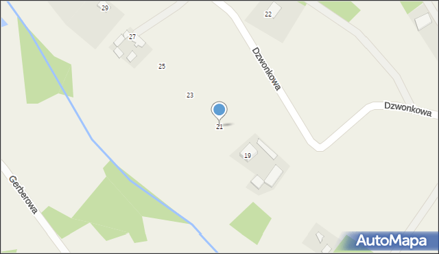 Budy Michałowskie, Dzwonkowa, 21, mapa Budy Michałowskie