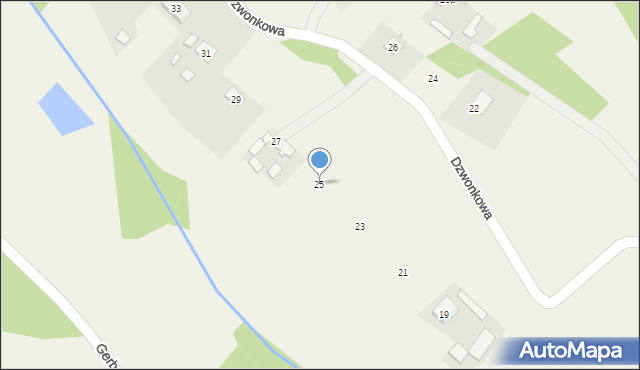 Budy Michałowskie, Dzwonkowa, 25, mapa Budy Michałowskie