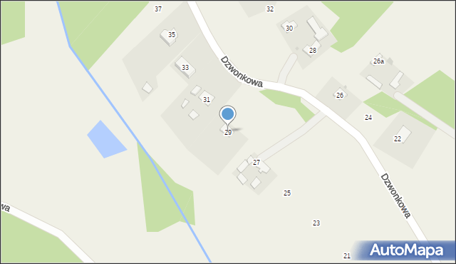 Budy Michałowskie, Dzwonkowa, 29, mapa Budy Michałowskie