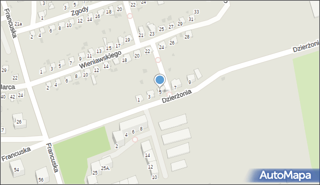 Bytom, Dzierżonia Jana, 5, mapa Bytomia