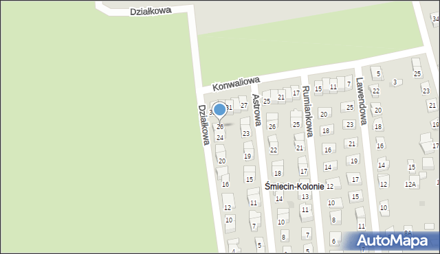 Ciechanów, Działkowa, 26, mapa Ciechanów