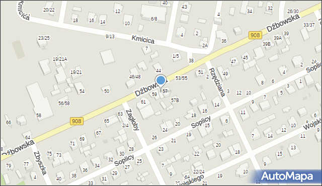Częstochowa, Dźbowska, 57A, mapa Częstochowy