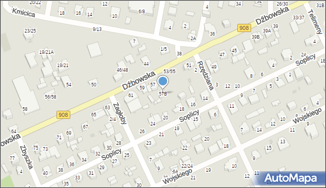 Częstochowa, Dźbowska, 57B, mapa Częstochowy