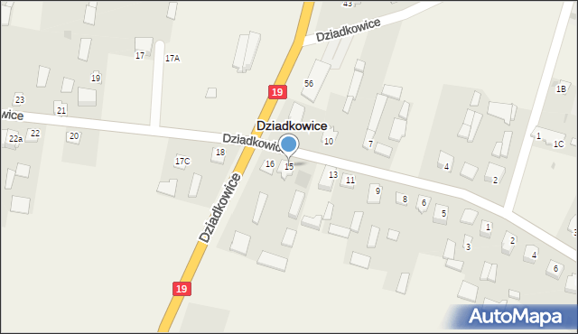 Dziadkowice, Dziadkowice, 15, mapa Dziadkowice