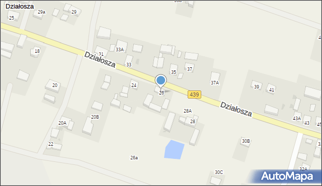 Działosza, Działosza, 26, mapa Działosza