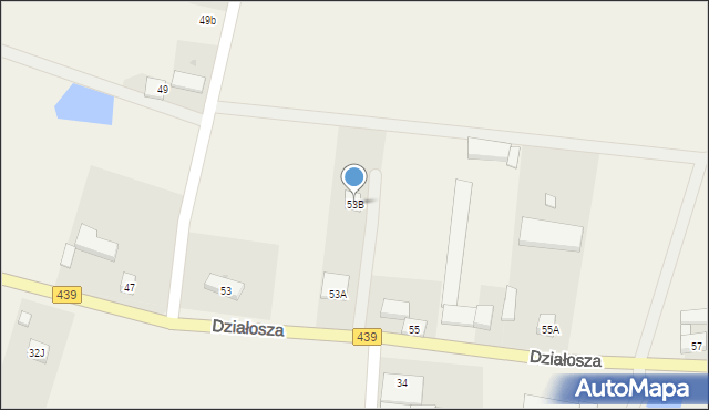 Działosza, Działosza, 53B, mapa Działosza