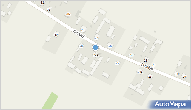 Działyń, Działyń, 29A, mapa Działyń
