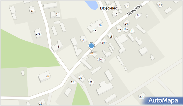 Dzięcielec, Dzięcielec, 20, mapa Dzięcielec