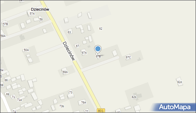 Dziecinów, Dziecinów, 67B, mapa Dziecinów