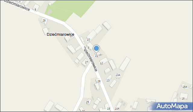 Dziećmiarowice, Dziećmiarowice, 11, mapa Dziećmiarowice