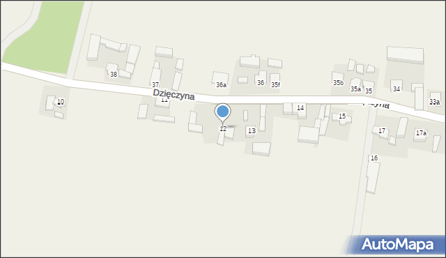 Dzięczyna, Dzięczyna, 12, mapa Dzięczyna