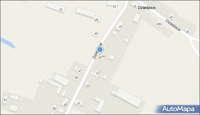 Dziedzice, Dziedzice, 14, mapa Dziedzice