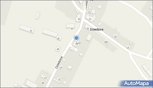 Dziedzice, Dziedzice, 15, mapa Dziedzice