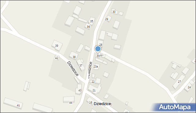 Dziedzice, Dziedzice, 23, mapa Dziedzice