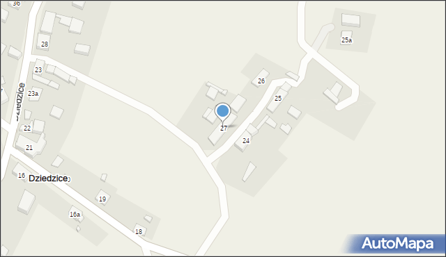 Dziedzice, Dziedzice, 27, mapa Dziedzice