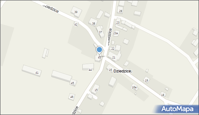 Dziedzice, Dziedzice, 43, mapa Dziedzice