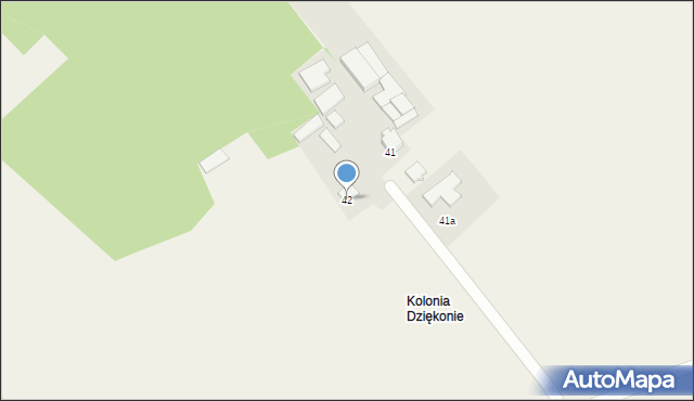 Dziękonie, Dziękonie, 42, mapa Dziękonie