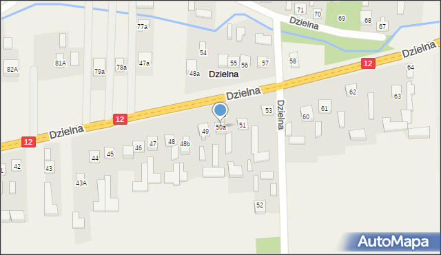 Dzielna, Dzielna, 50a, mapa Dzielna
