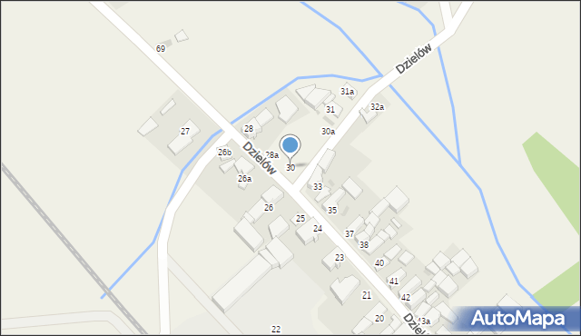 Dzielów, Dzielów, 30, mapa Dzielów