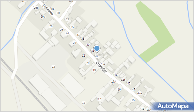 Dzielów, Dzielów, 42, mapa Dzielów