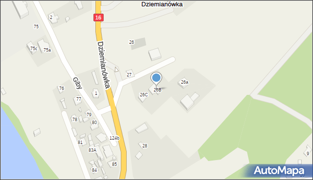 Dziemianówka, Dziemianówka, 26B, mapa Dziemianówka