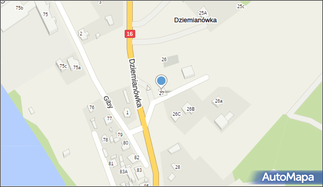 Dziemianówka, Dziemianówka, 27, mapa Dziemianówka