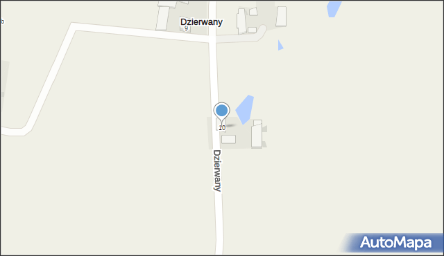 Dzierwany, Dzierwany, 10, mapa Dzierwany