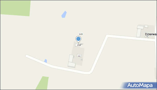 Dzierwany, Dzierwany, 11a, mapa Dzierwany