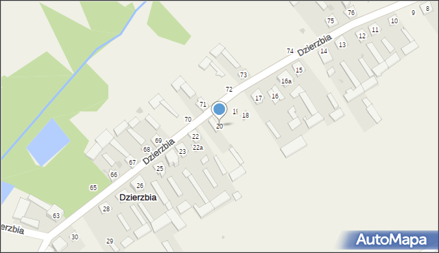 Dzierzbia, Dzierzbia, 20, mapa Dzierzbia