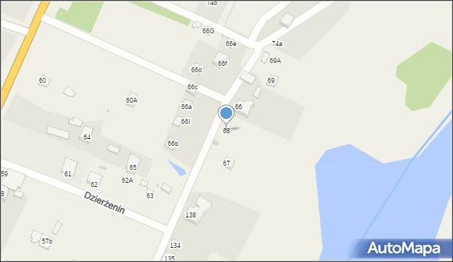Dzierżenin, Dzierżenin, 68, mapa Dzierżenin