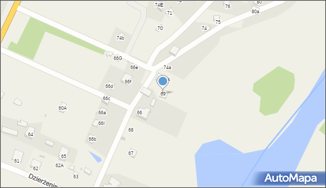 Dzierżenin, Dzierżenin, 69, mapa Dzierżenin