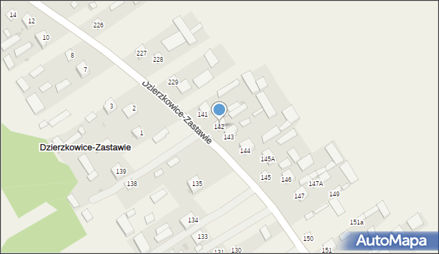 Dzierzkowice-Zastawie, Dzierzkowice-Zastawie, 142, mapa Dzierzkowice-Zastawie