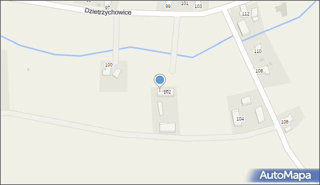 Dzietrzychowice, Dzietrzychowice, 102a, mapa Dzietrzychowice