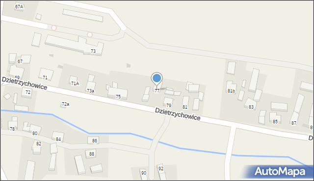 Dzietrzychowice, Dzietrzychowice, 77, mapa Dzietrzychowice