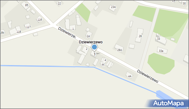 Dziewierzewo, Dziewierzewo, 3, mapa Dziewierzewo