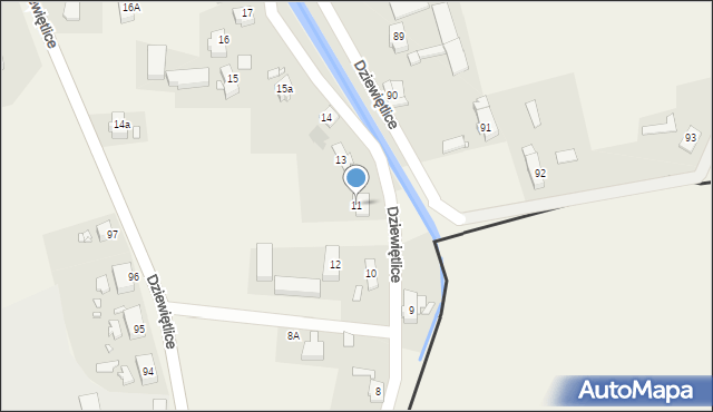 Dziewiętlice, Dziewiętlice, 11, mapa Dziewiętlice