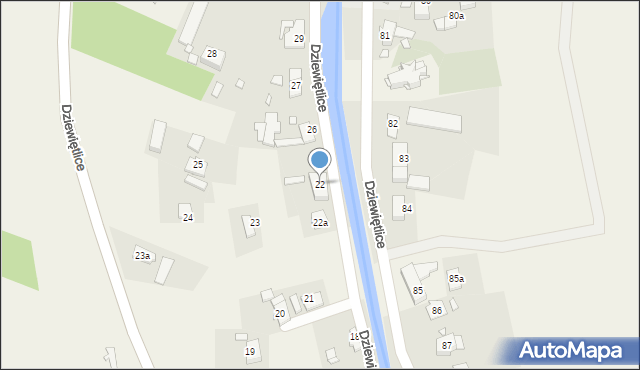 Dziewiętlice, Dziewiętlice, 22, mapa Dziewiętlice