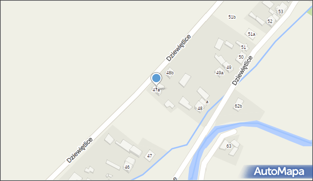 Dziewiętlice, Dziewiętlice, 47a, mapa Dziewiętlice