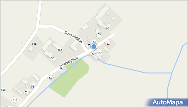 Dziewiętlice, Dziewiętlice, 62A, mapa Dziewiętlice