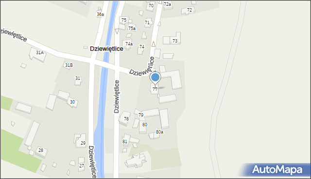 Dziewiętlice, Dziewiętlice, 77, mapa Dziewiętlice