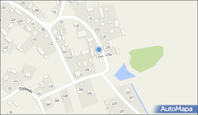 Dziewin, Dziewin, 17, mapa Dziewin