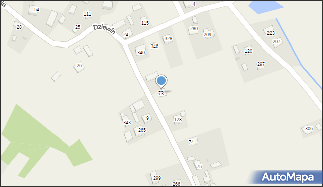 Dziewin, Dziewin, 73, mapa Dziewin