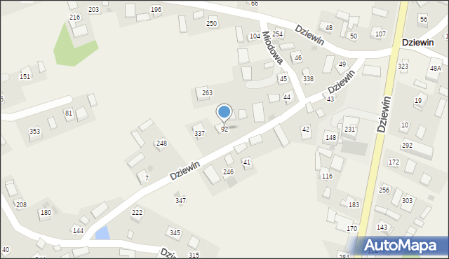 Dziewin, Dziewin, 92, mapa Dziewin